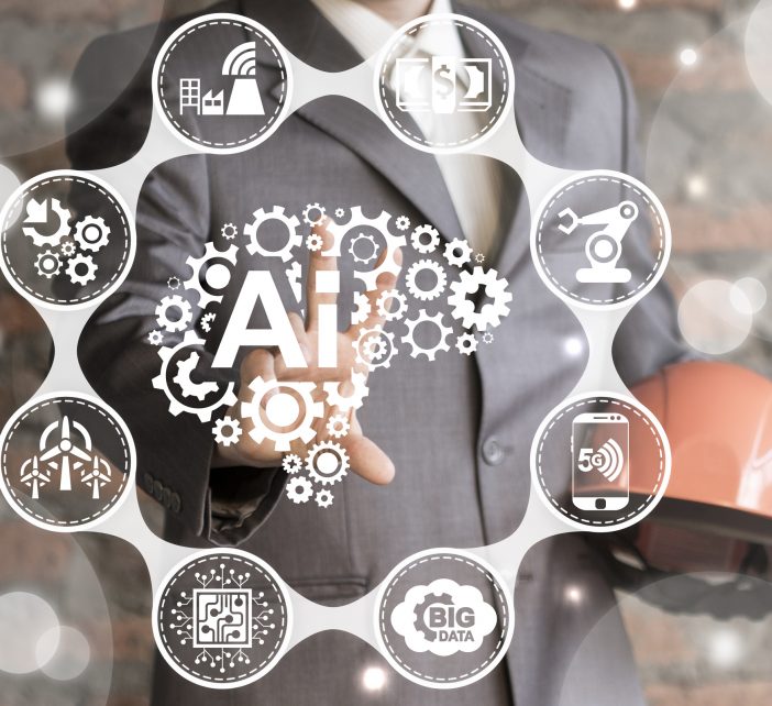 Artificial,Intelligence,Industry,4.0,Integration,Computing,Concept.,Man,Presses,Brain